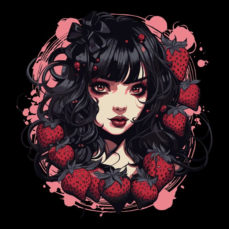 Emo Gothic Erdbeeren Mädchen
