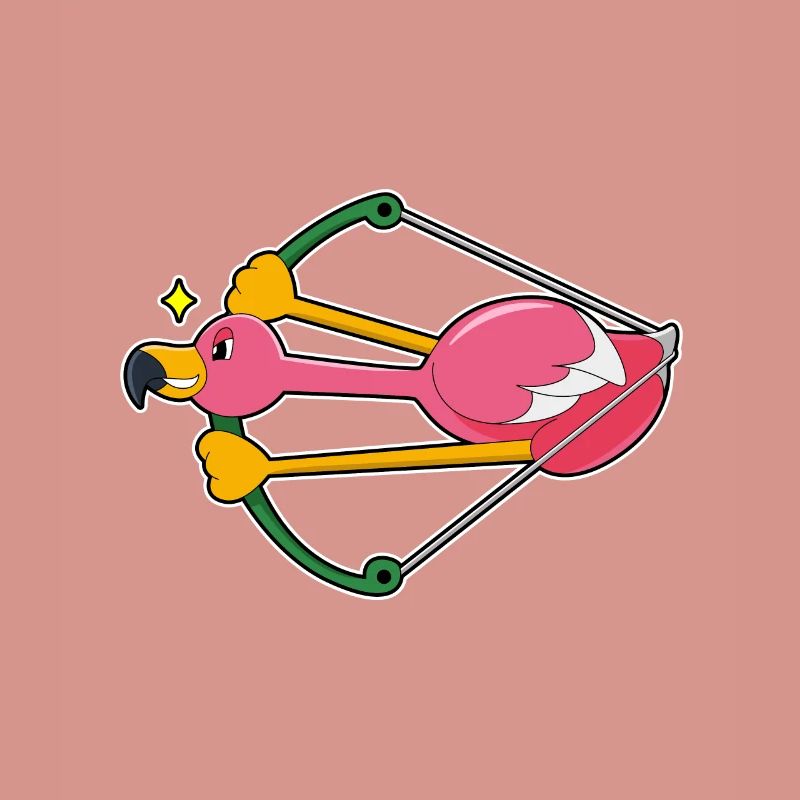 Flamingo als Pfeil mit Bogen