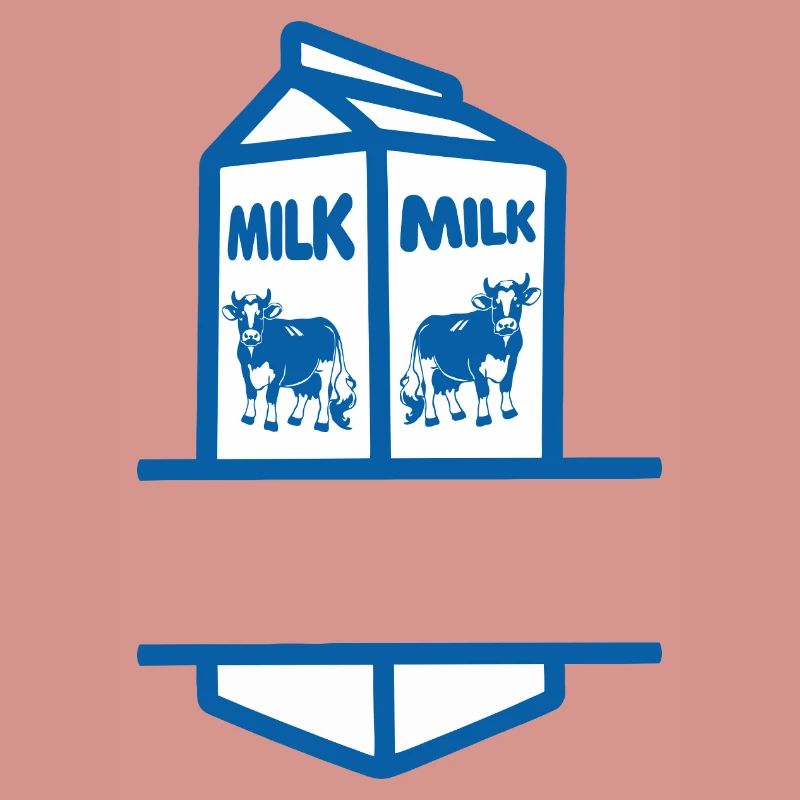 Blauer Milchkarton mit Kuh-eigenem Text