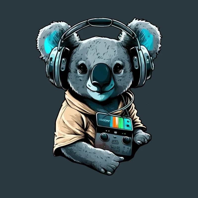 Koala avec écouteurs