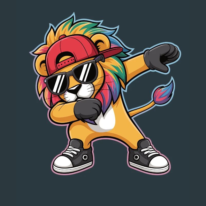 Dabbing Lion with Rainbow Mane
