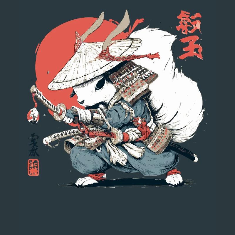 Samurai-Eichhörnchen, japanischer Krieger, Ukiyo-e-Stil Su