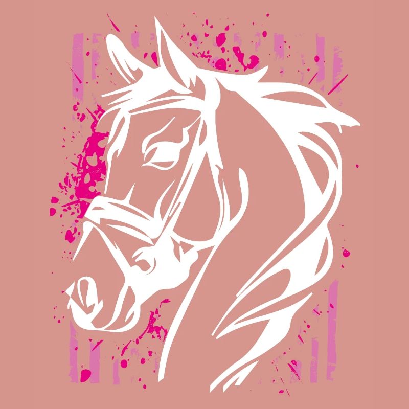 Graffiti Style Horse with Pink Color Splash