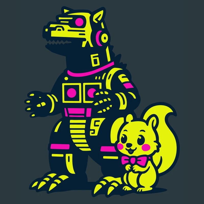 Mecha Drache mit Eichhörnchen
