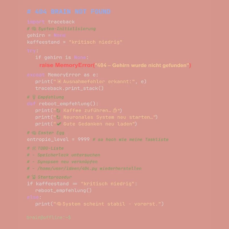 404 Cerveau introuvable Code Python
