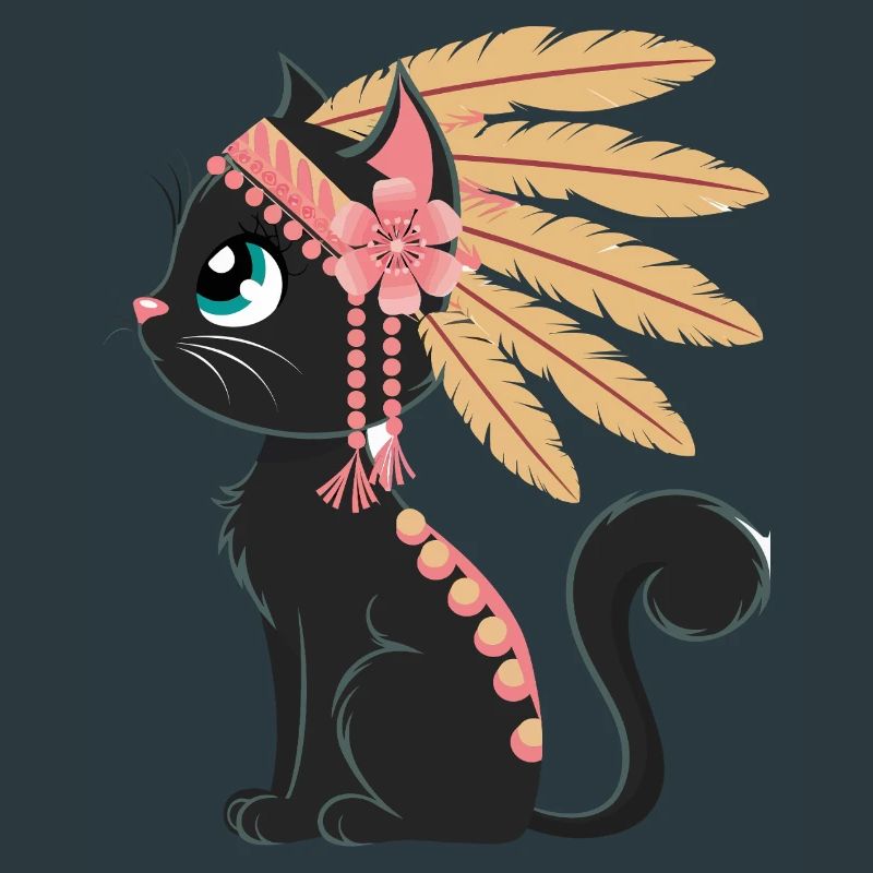 Boho Feather Cat
