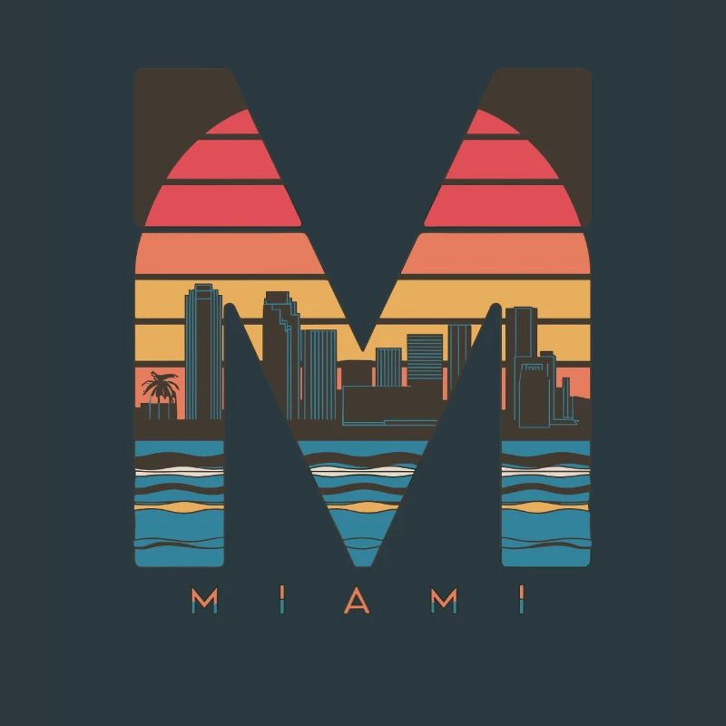 Miami Skyline Rétro Coucher de soleil Design