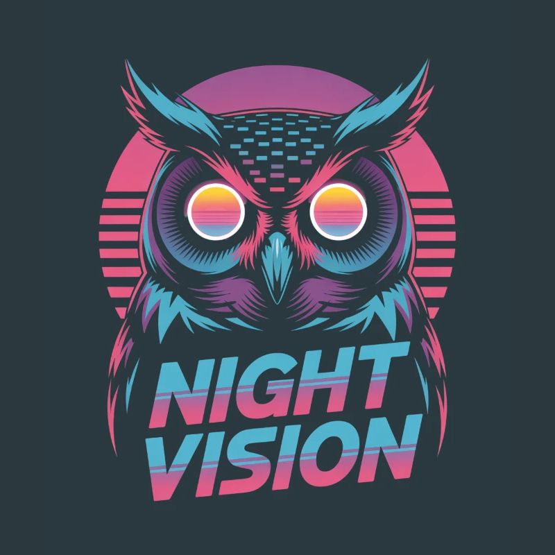 Night Vision Eule Retro Synthwave Nacht