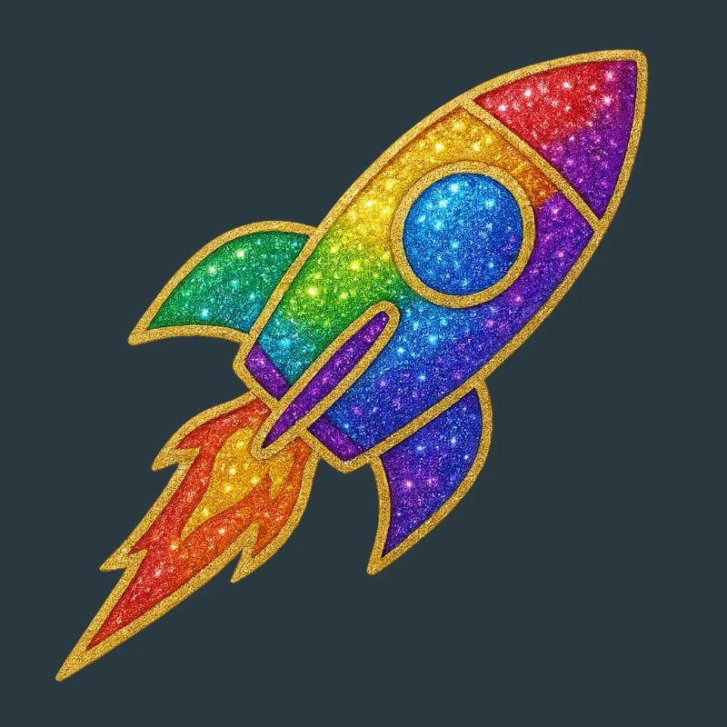 Glitter Rocket Rainbow Take-off Glitter Gold