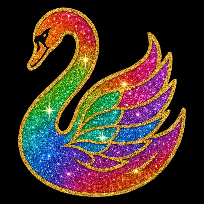 Regenbogen Glitzer Schwan Mutter