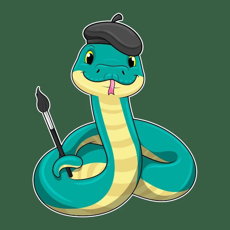 Snake as a painter with a brush