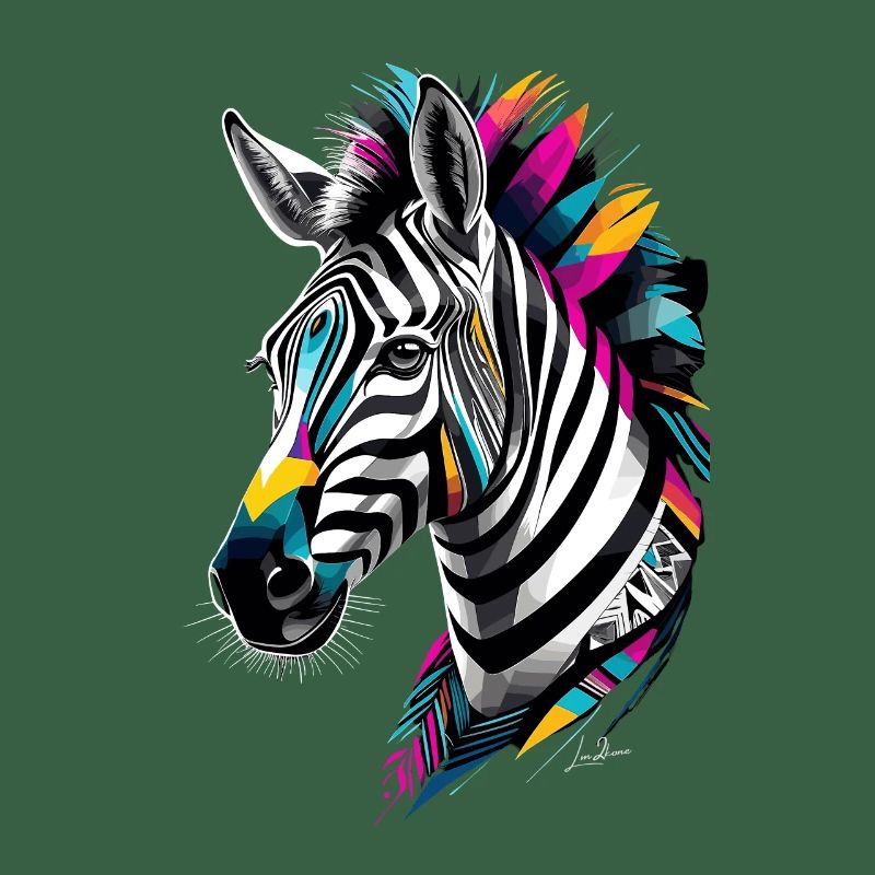 Multicolor Tribal Geometric Zebra
