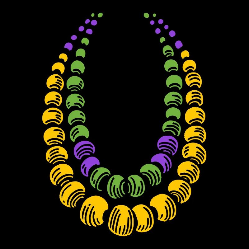 Colorful Mardi Gras necklaces for partygoers