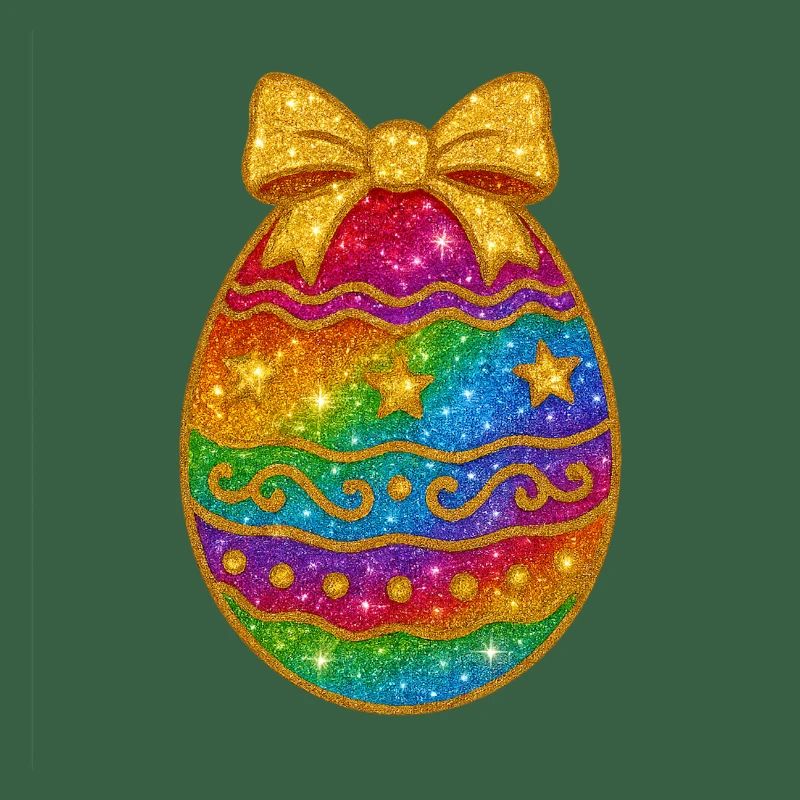 Rainbow Glitter Egg with Bow