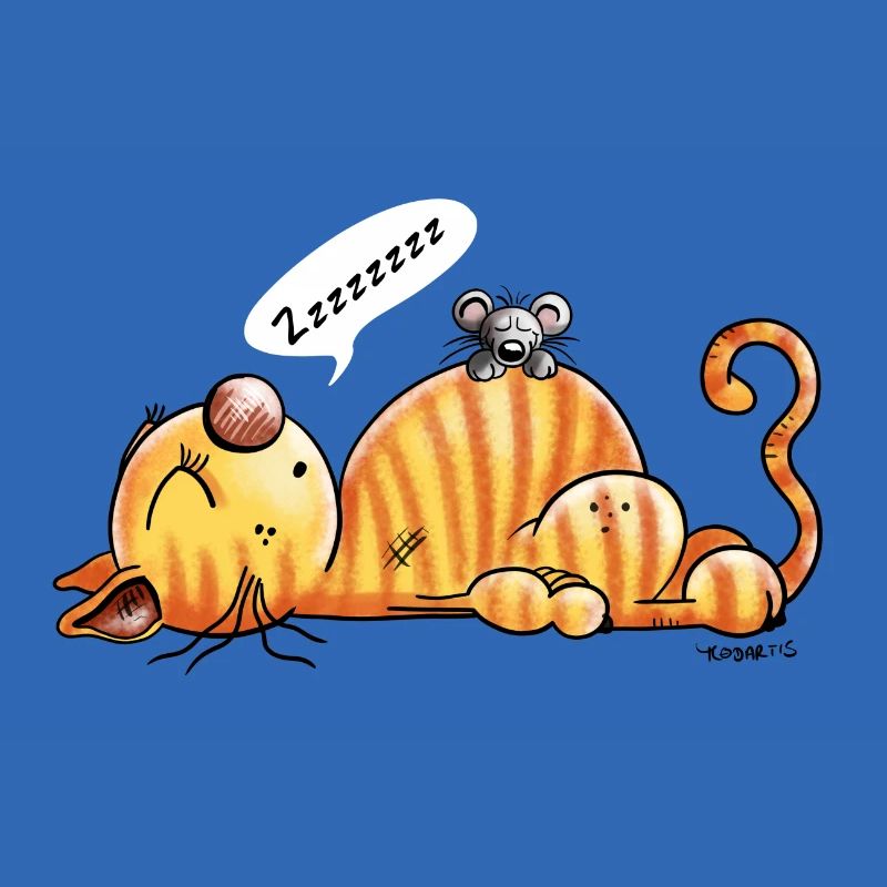 Schnarchende Katze und Maus - Comic - Fun