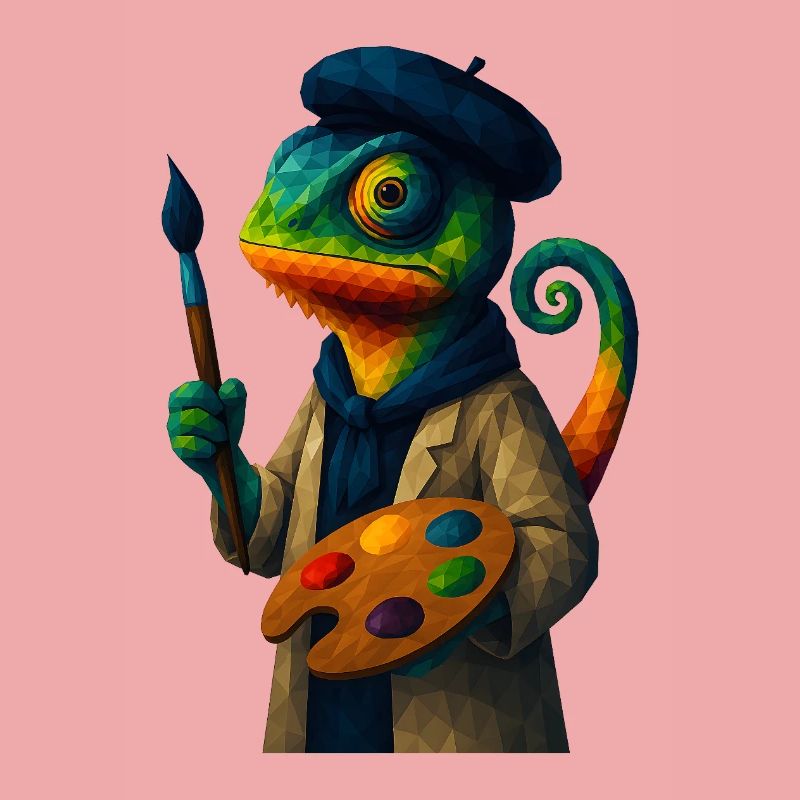 WPAP Stil Tiere - Chamäleon Kunstmaler Farbpalette