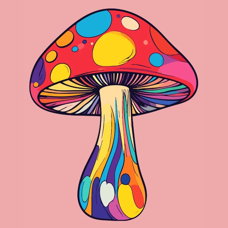 Colorful Toadstool Psychedelic Rainbow Mushroom