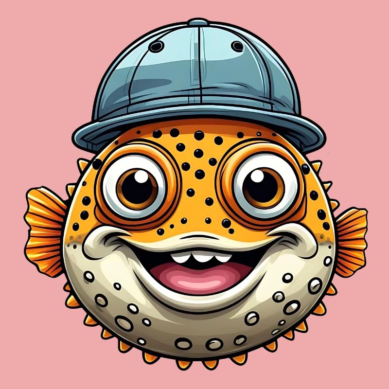 Cooler Kugelfisch mit Basecap