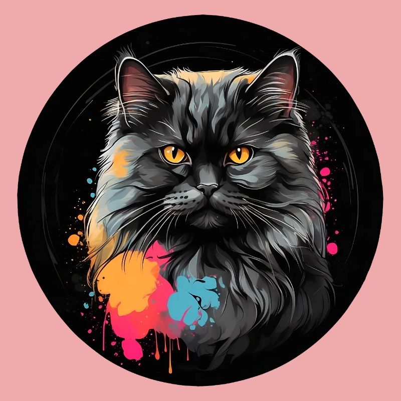 Portrait mignon de chat persan avec des éclaboussures de couleur