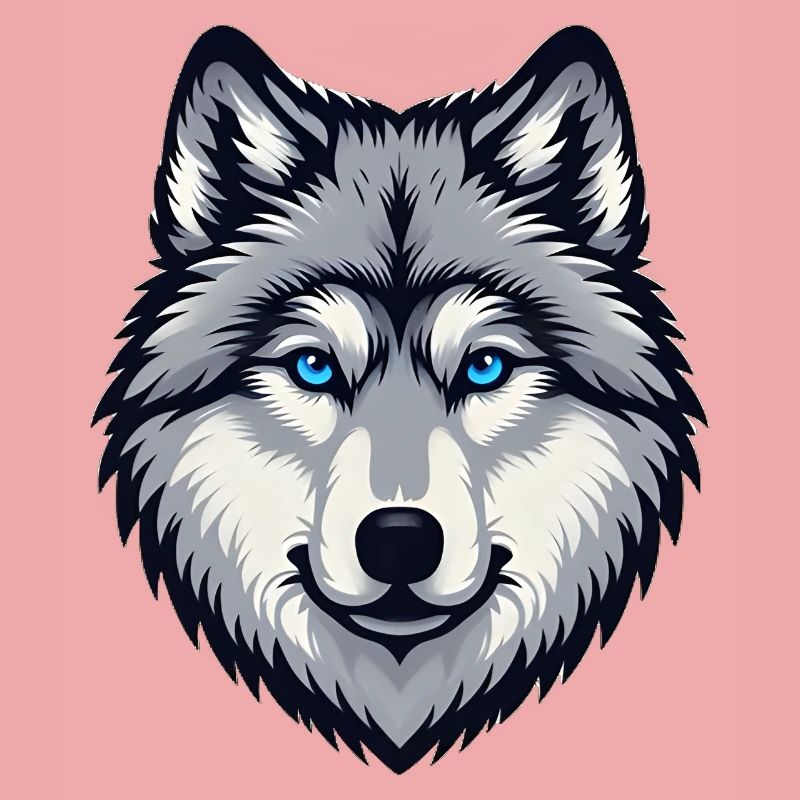Blau äugiger Wolf Kopf