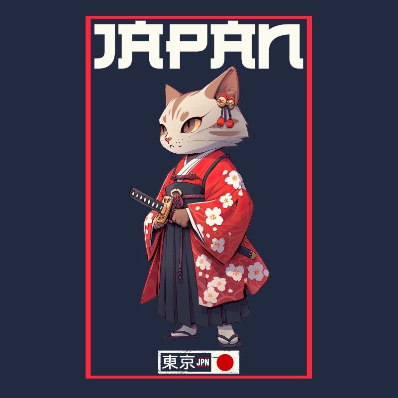 Asia Cat Japanese Samurai Samurai