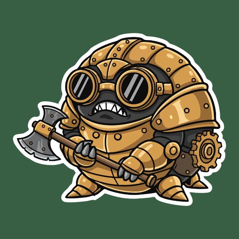 Sowbug Warrior Steampunk Axe Copper Armor