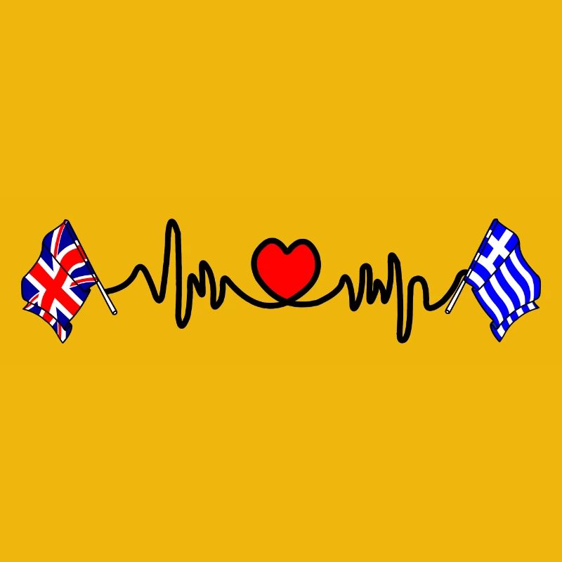 Cardio heart Drapeau Angleterre, drapeau Grèce