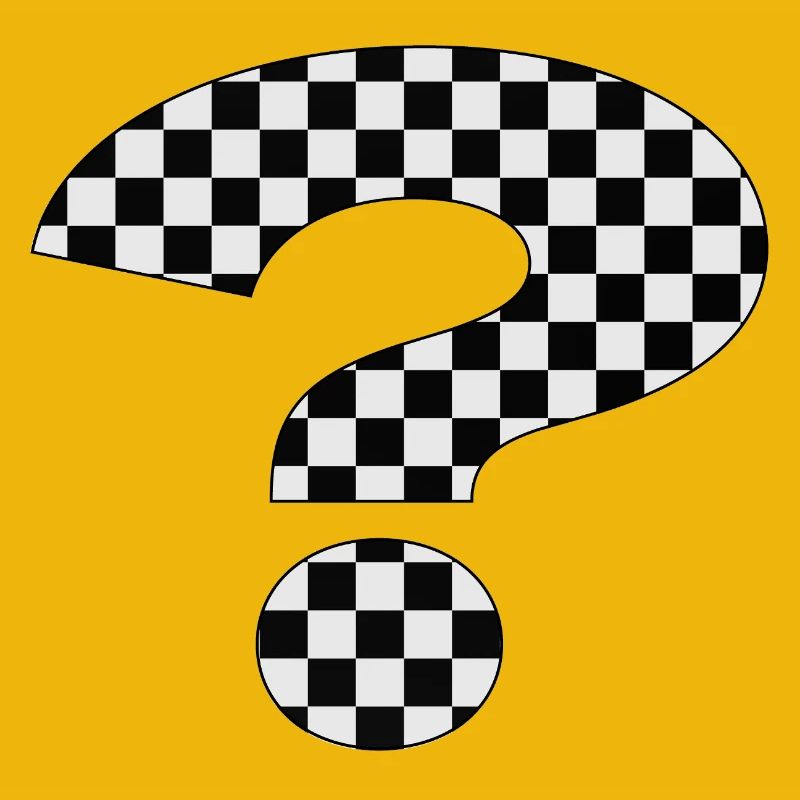 Black and white checker pattern design - ? Question mark