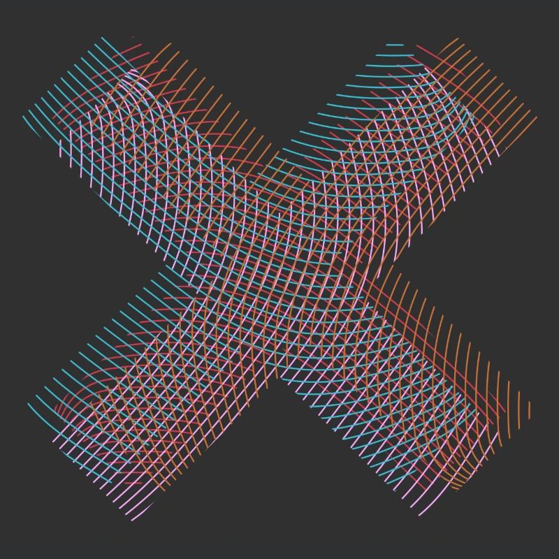 X cool avec différentes couleurs de lignes