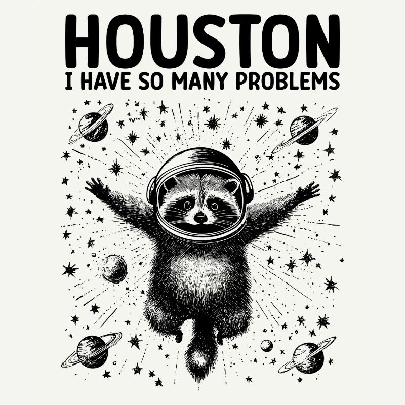 Houston I Have So Many Problems Waschbär Weltall