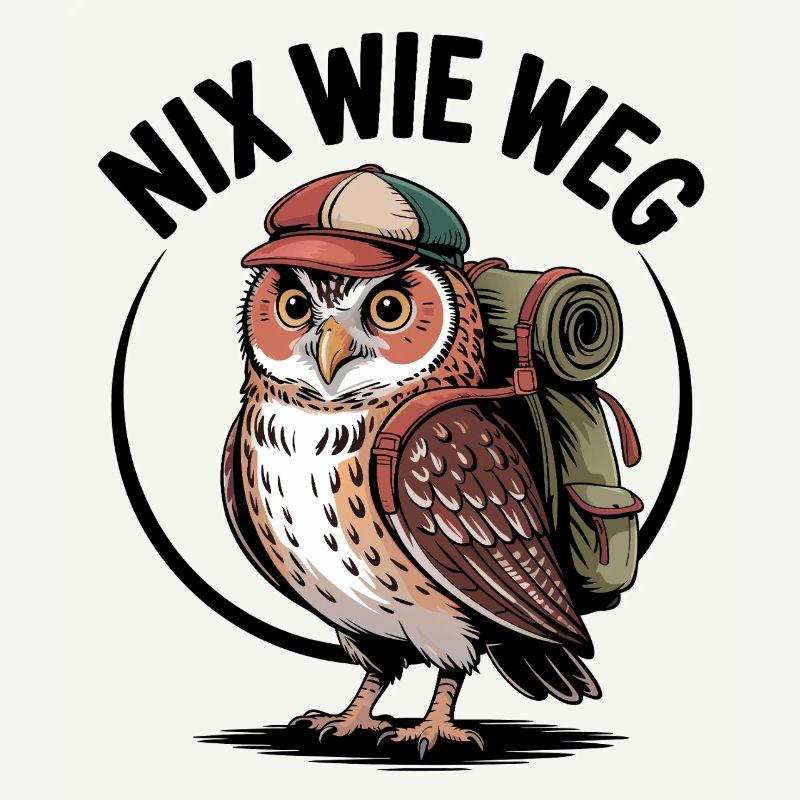Hiking owl with backpack