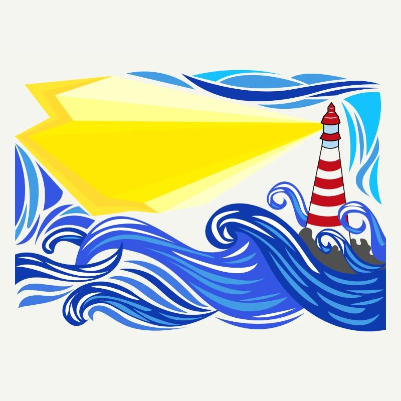 Meer im Sturm mit Leuchtturm