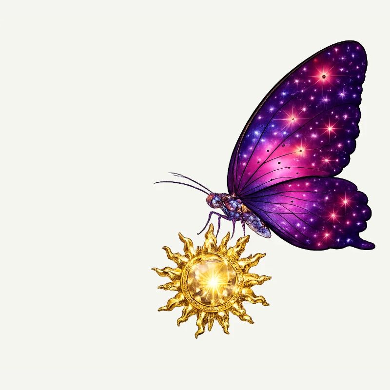 Soleil doré et papillon de l’espace.