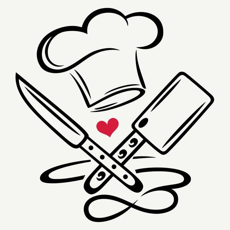 Kochen Kochmütze Chefkoch Messer Infinity Symbol