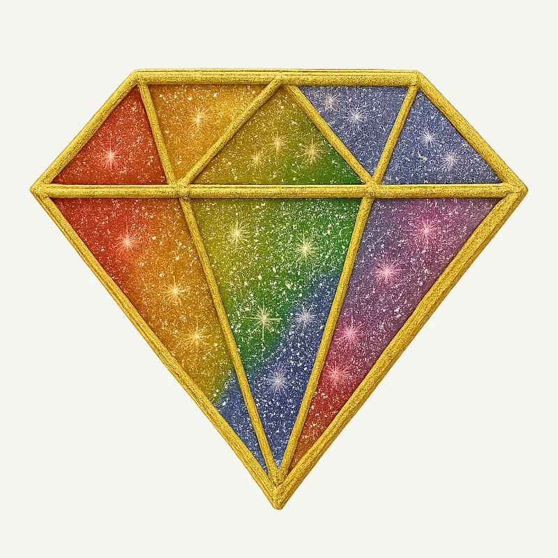 Rainbow diamond with stardust design
