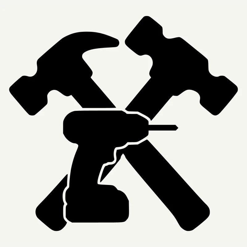 Marteaux à outils, silhouette de perceuse