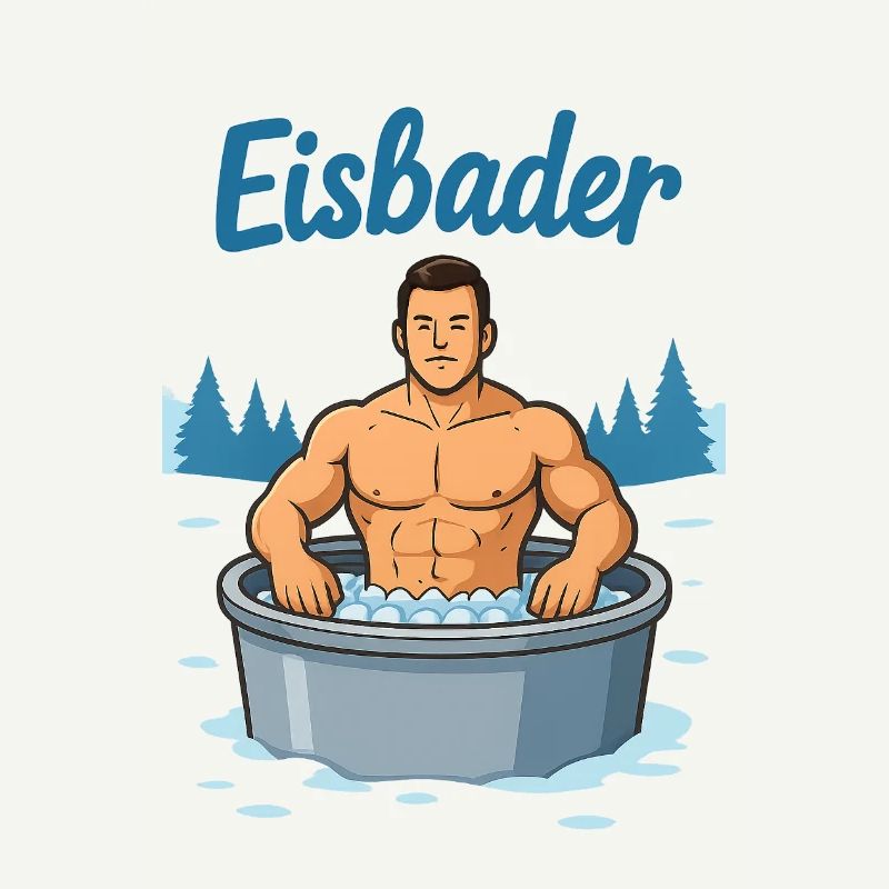 Eisbader Muskelmann im Eisbad