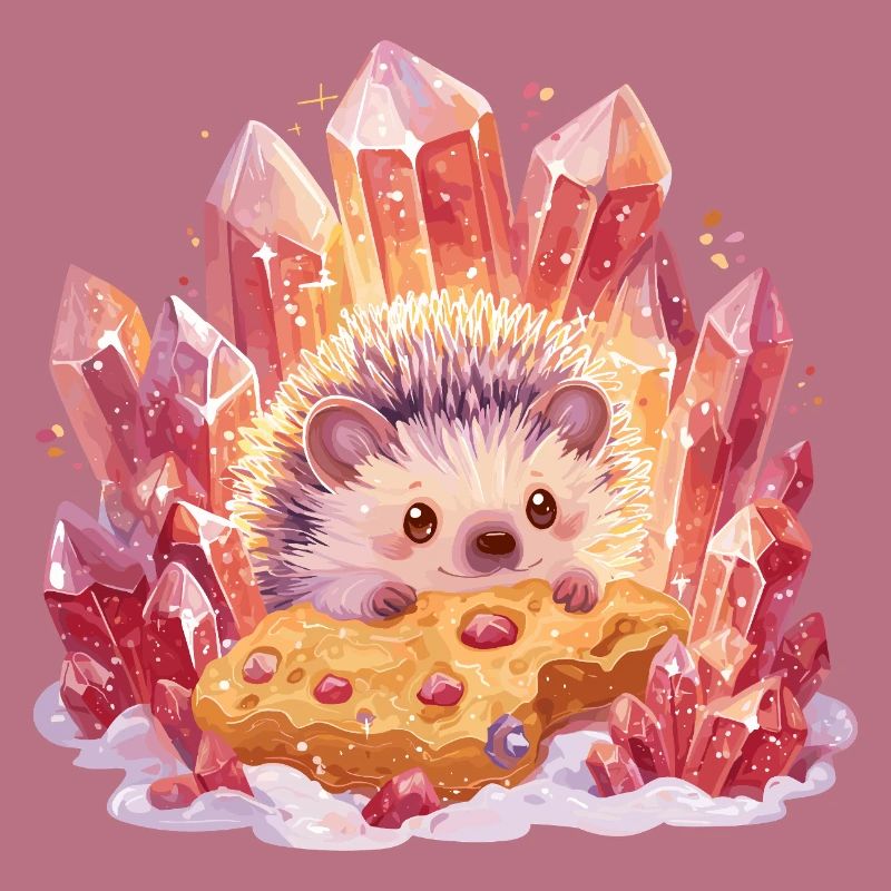 Crystal hedgehog with cookie
