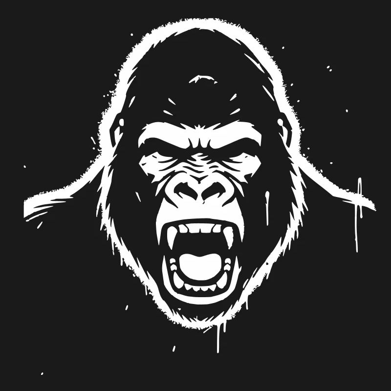 Furious Gorilla Stencil Grunge vector_path12