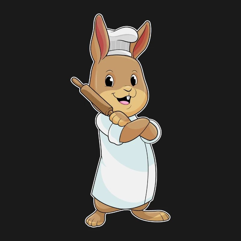 Rabbit as a baker with rolling pin