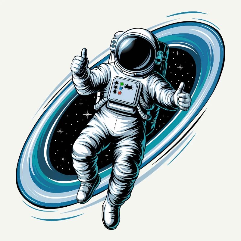 Un astronaute cool dans l’espace avec le pouce levé