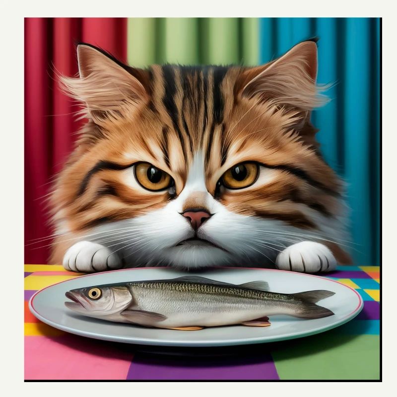 Chat avec du poisson