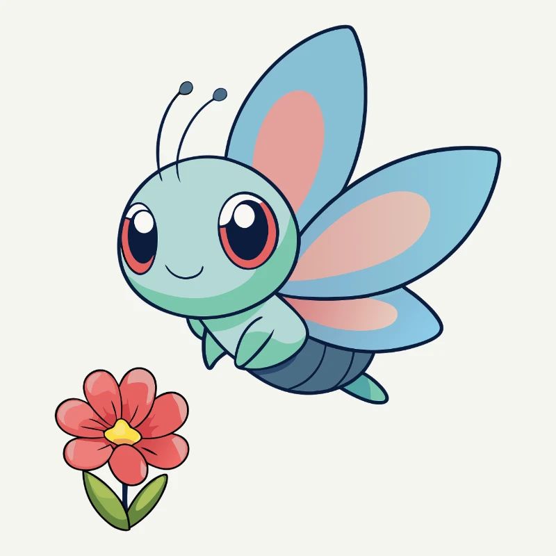 Bébé libellule colorée proche d'une fleur