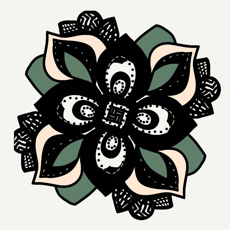 Mandala Fleur Pêche Verte