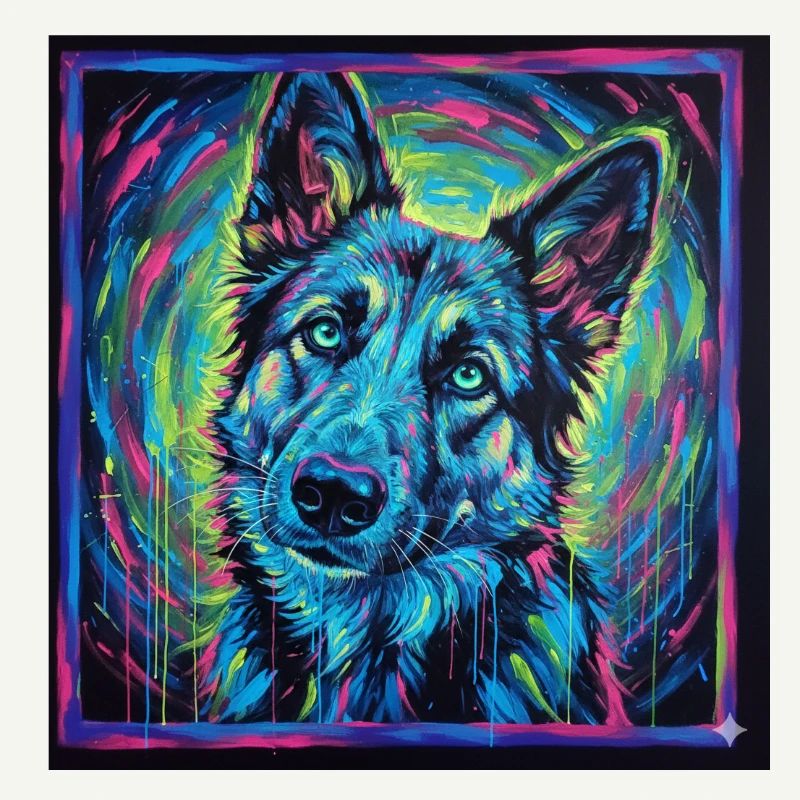 Neon-Wolfsblick
