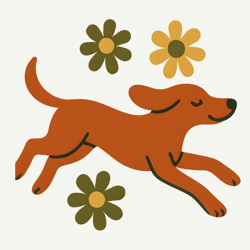 Chien joyeux dans le parc de fleurs