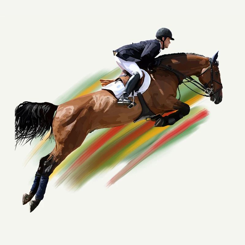 Cavalier de saut d'obstacles dynamique au galop