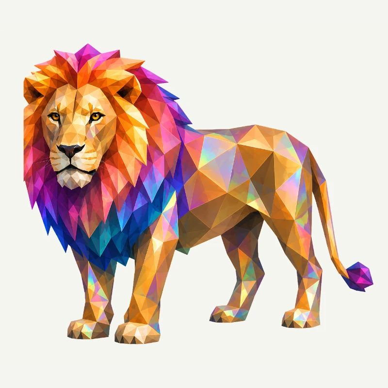 Explosion de couleur de lion polygonal