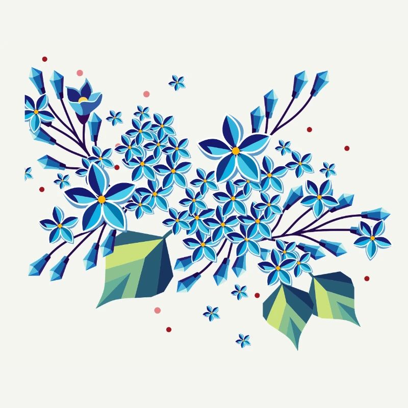 Branche de lilas – des tons bleus élégants dans un design moderne