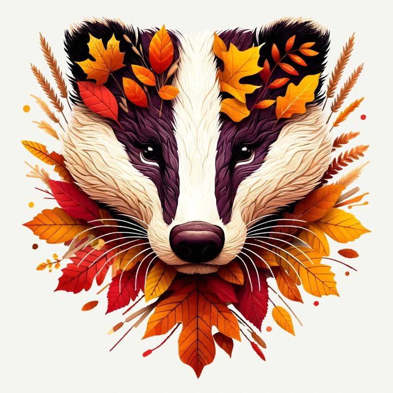 Un blaireau, conçu à partir de différentes feuilles
